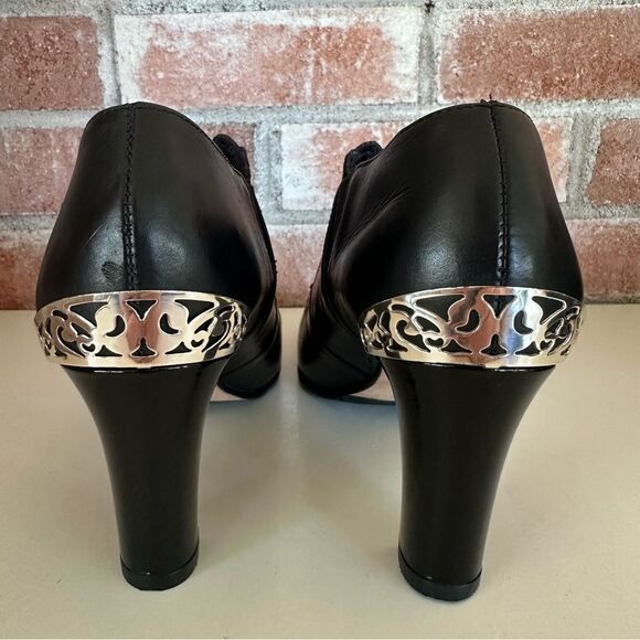 Brighton Rand Booties Heels Metal Witchy Vintage Women’s 6.5 Black Dark Academia - Picture 6 of 9